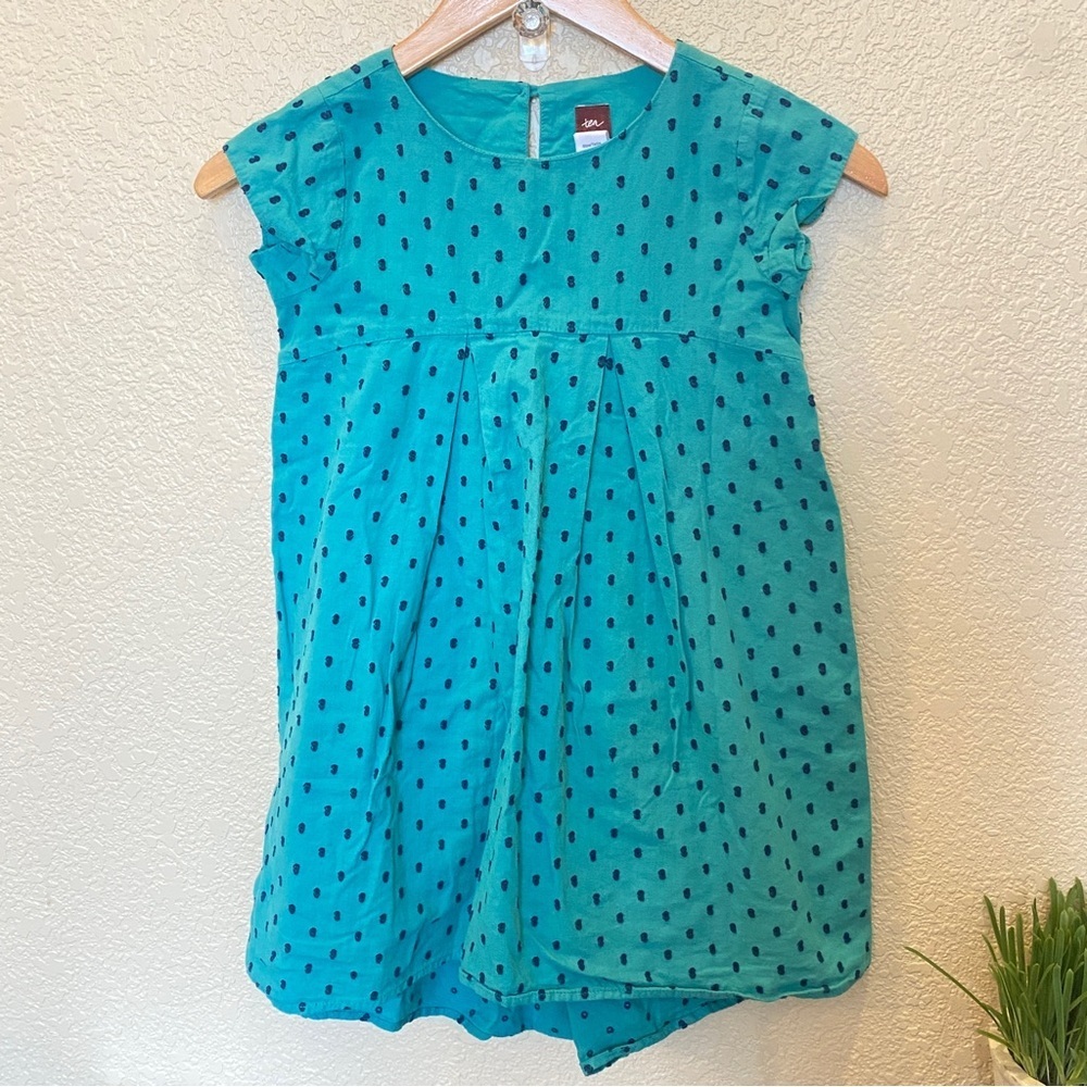 Tea collection teal and blue polka dot‎ dress cap sleeve size 7